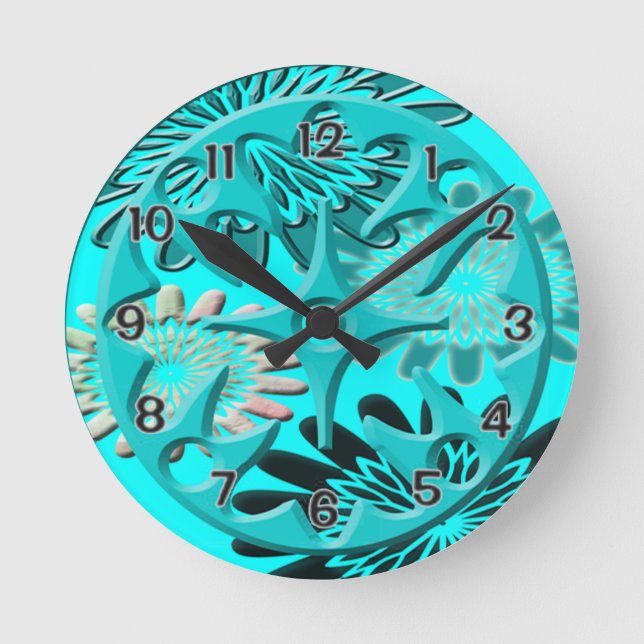 Reloj Redondo Mediano Verde azulado (Anverso)