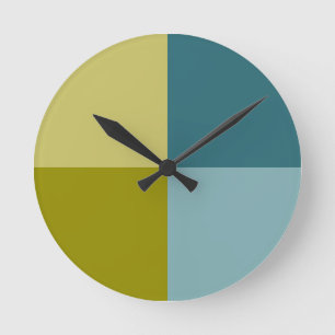 Reloj Redondo Mediano Verde azulado amarillo dorado azul