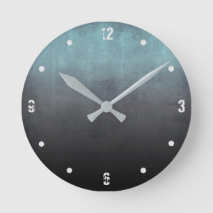 Reloj Redondo Mediano Verde azulado murmullo negro moderno mural ruso ab