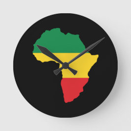 Reloj Redondo Mediano Verde, oro y bandera roja de África