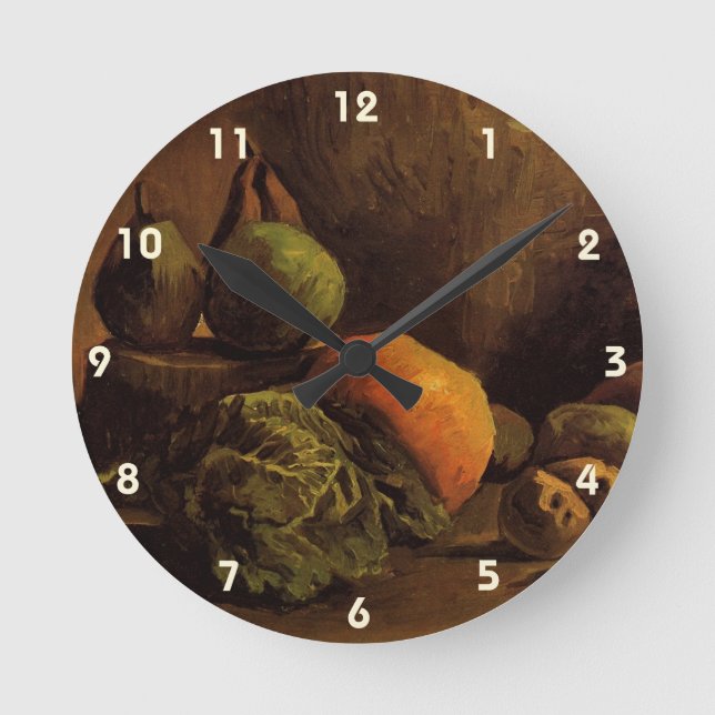 Reloj Redondo Mediano Verduras y frutas por Vincent van Gogh (Anverso)