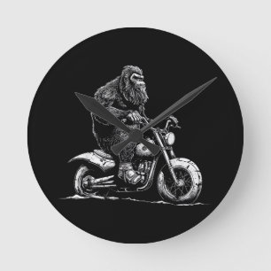 Reloj Redondo Mediano Viajando En Motocicleta Funny Sasquatch M