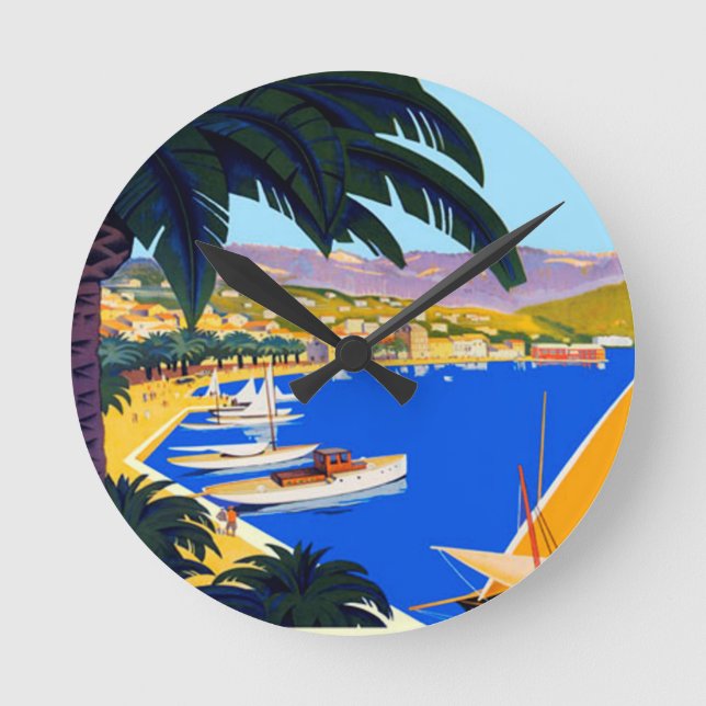 Reloj Redondo Mediano Viaje en la Costa Azul (Anverso)