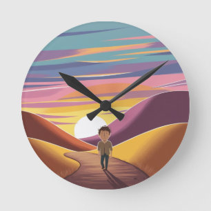 Reloj Redondo Mediano Viaje solitario al atardecer