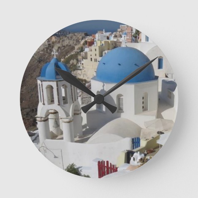 Reloj Redondo Mediano Viajes de Mykonos Grecia (Anverso)