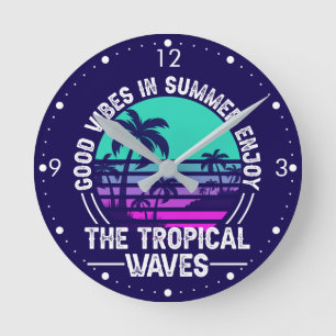 Reloj Redondo Mediano Vibes de verano tropical-82646
