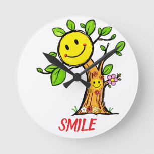 Reloj Redondo Mediano Vibes positivas del "árbol de sonrisas"