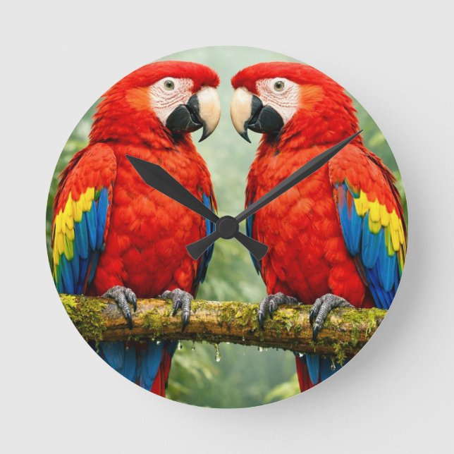 Reloj Redondo Mediano “Vibrant Macaw Parrot Wall Clock |  (Anverso)