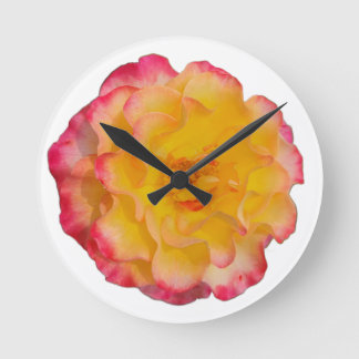 Reloj Redondo Mediano Vibrant Yellow and Pink Rose Wall Clock