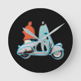 Reloj Redondo Mediano Vibrante Artsy Retro Italiano Pop Art Motor Scoote