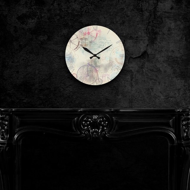 Reloj Redondo Mediano Victorian Steampunk | Grunge Pastel de acuarela (Subido por el creador)