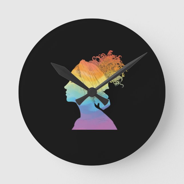Reloj Redondo Mediano Vida arcoiris, mujer, libertad (Anverso)