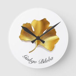 Reloj Redondo Mediano Vida herbal: personalizable Golden Ginkgo Biloba
