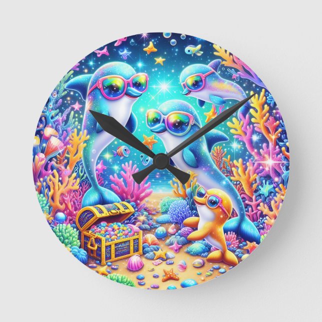 Reloj Redondo Mediano Vida marina (Anverso)