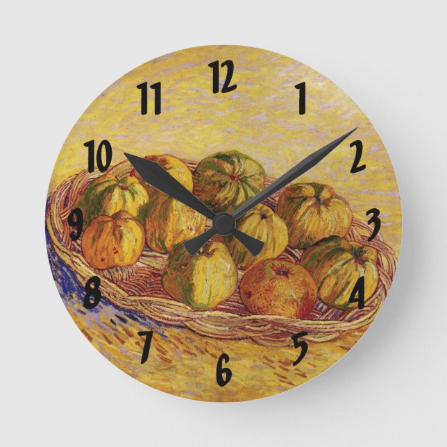 Reloj Redondo Mediano Vida muerta, canasta de manzanas por Vincent van G (Anverso)