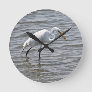 Reloj Redondo Mediano Vida silvestre nacional de Chincoteague Gran Heron