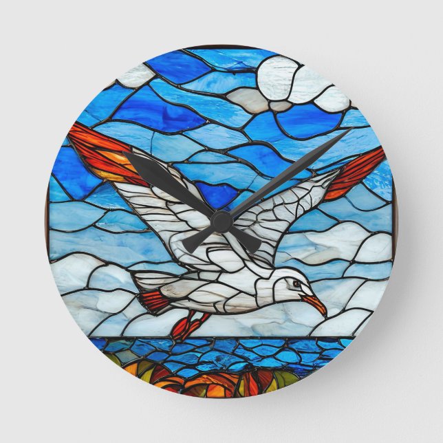 Reloj Redondo Mediano Vidriera de gaviota (Anverso)