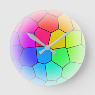 Reloj Redondo Mediano Vidrio con manchas de arcoiris