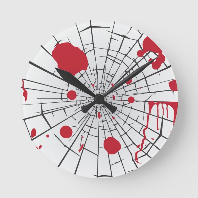 Reloj Redondo Mediano vidrio destrozado de halloween (Anverso)