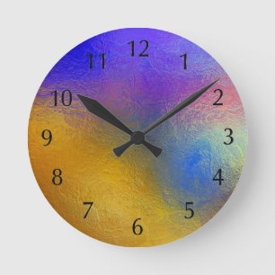 Reloj Redondo Mediano Vidrio manchado, ventana brillante de color transp