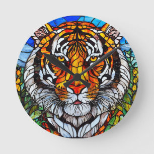 Reloj Redondo Mediano Vidrio tintado de tigre