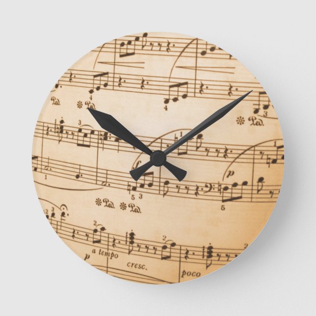 Reloj Redondo Mediano Vieja partitura (Anverso)