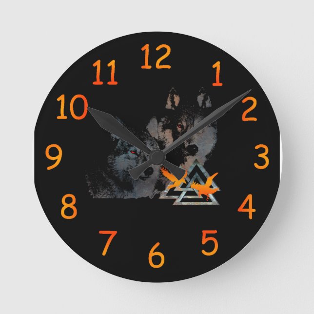 Reloj Redondo Mediano Viking Wolf Clock (Anverso)