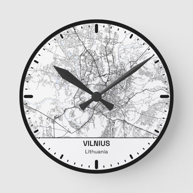 Reloj Redondo Mediano Vilnius Clock City Line Art (Anverso)