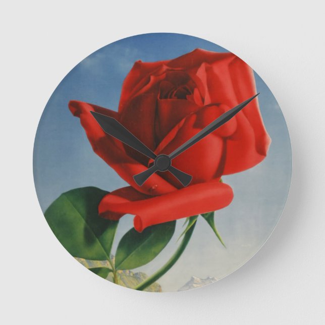 Reloj Redondo Mediano Viñage Montreux Red Rose Suiza Lago Ginebra (Anverso)