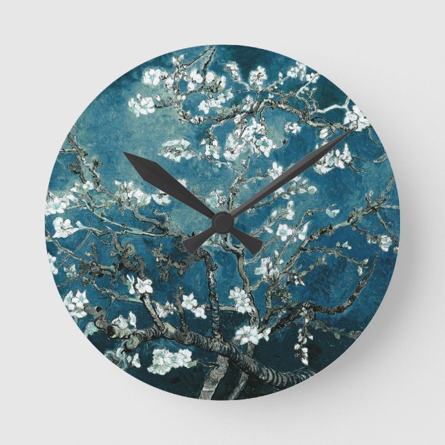 Reloj Redondo Mediano Vincent Van Gogh Almond Blossoms Oscuro Verde azul (Anverso)