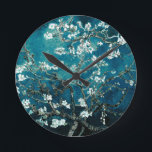 Reloj Redondo Mediano Vincent Van Gogh Almond Blossoms Oscuro Verde azul<br><div class="desc">Artista: Vincent Van Gogh Título: Flores de almendra de color alterado</div>