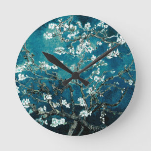 Reloj Redondo Mediano Vincent Van Gogh Almond Blossoms Oscuro Verde azul