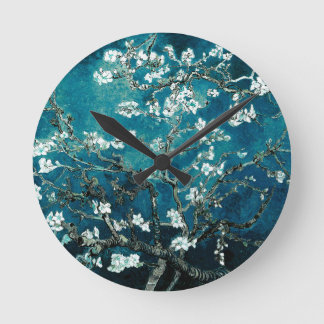 Reloj Redondo Mediano Vincent Van Gogh Almond Blossoms Oscuro Verde azul