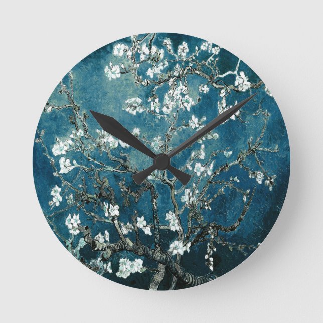 Reloj Redondo Mediano Vincent Van Gogh Almond Blossoms Oscuro Verde azul (Anverso)