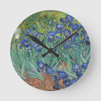Reloj Redondo Mediano Vincent Van Gogh Irises Pintando Flores Obra de Ar