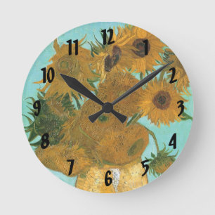 Reloj Redondo Mediano Vincent van Gogh - Jarrón con doce girasoles