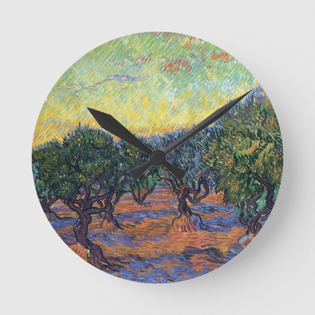 Reloj Redondo Mediano Vincent Van Gogh Olive Grove Impressionism Art (Anverso)
