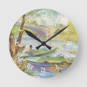 Reloj Redondo Mediano Vincent van Gogh Pescando en primavera, Pont de Cl