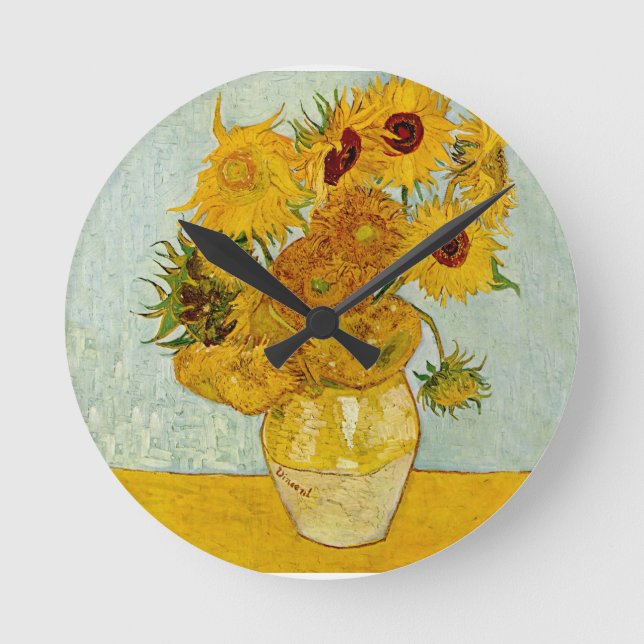 Reloj Redondo Mediano Vincent Van Gogh Sunflowers (Anverso)