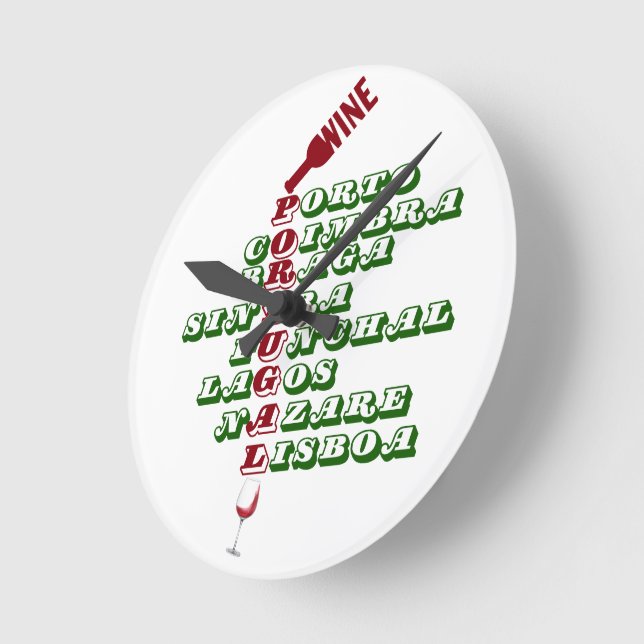 Reloj Redondo Mediano Vinos de cigüeñas vitivinícolas portuguesas (Ángulo)