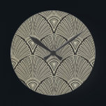 Reloj Redondo Mediano vintage, art nouveau, beige, gray, art deco, franc<br><div class="desc">vintage,  art nouveau,  beige,  gris,  art deco,  francés,  rústico,  retro,  moda,  patrón de ventilador,  asiático,  moderno</div>