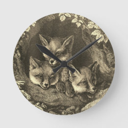 Reloj Redondo Mediano Vintage baby fox woodland