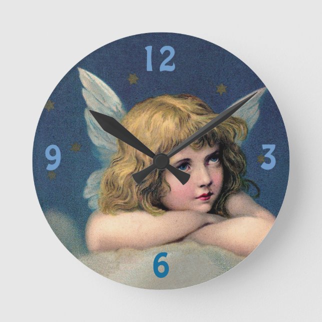Reloj Redondo Mediano Vintage Blond Resting Angel Clock (Anverso)