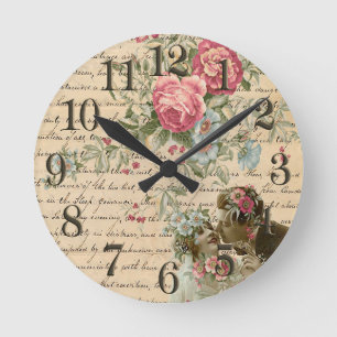 Reloj Redondo Mediano Vintage floral