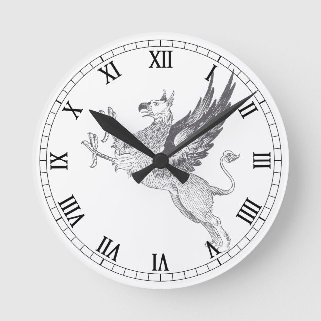Reloj Redondo Mediano Vintage Griffin Letterpress Line Art (Anverso)