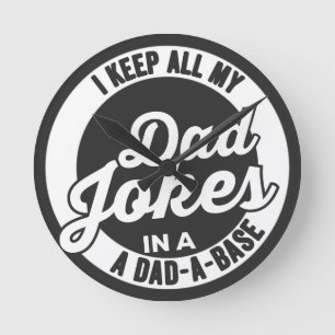Reloj Redondo Mediano Vintage I Keep All My Dad Jokes In A Dad A Base Bu