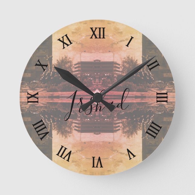 Reloj Redondo Mediano Vintage Iraq Baghdad fountain (Anverso)