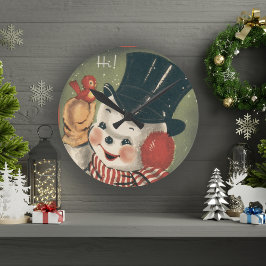 Reloj Redondo Mediano Vintage Jolly Snowman Retro Holiday