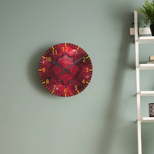 Reloj Redondo Mediano Vintage Ornate Red & Gold