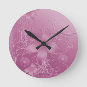 Reloj Redondo Mediano Vintage Purple Floral Art Clock